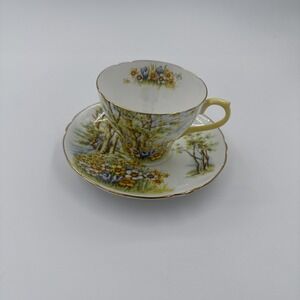 Shelley Fine Bone China "Daffodil Time"‎ Tea Cup And Saucer Made In England